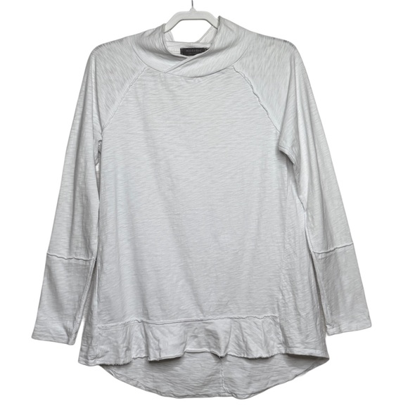 Mod-o-doc Deluxe Jersey Crossover Funnel Neck Seamed Tee White Women’s Sz S - Picture 2 of 6